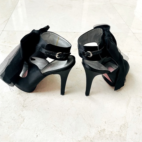 Paris Hilton sandales black satin with bow size 38M - Picture 4 of 11